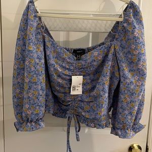 Forever 21+ Woven Cinched Front Crop Top